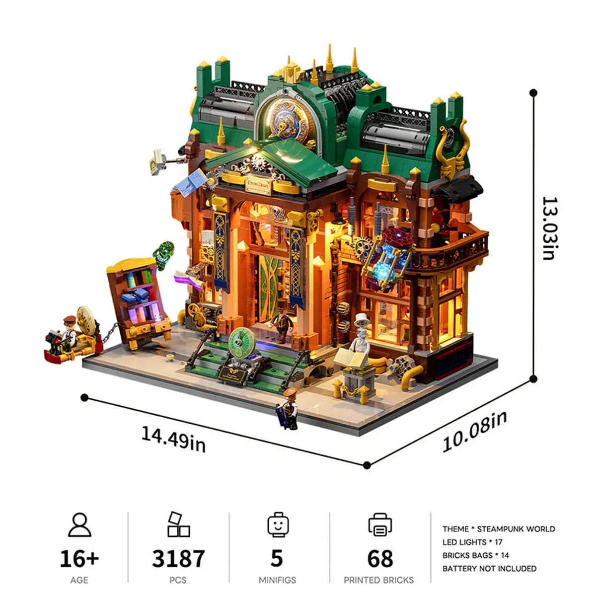 Lumibricks Steampunk World 11012 Steampunk Time Rift Library - Image 4
