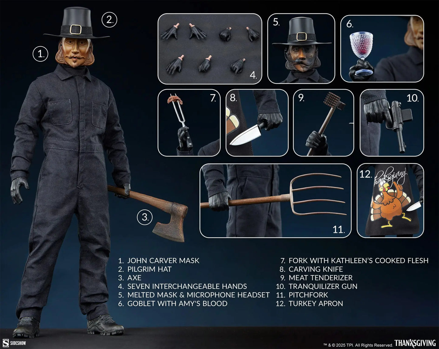 Thanksgiving : La semaine de l'horreur figurine 1/6 John Carver 30 cm - Rue Du Retro
