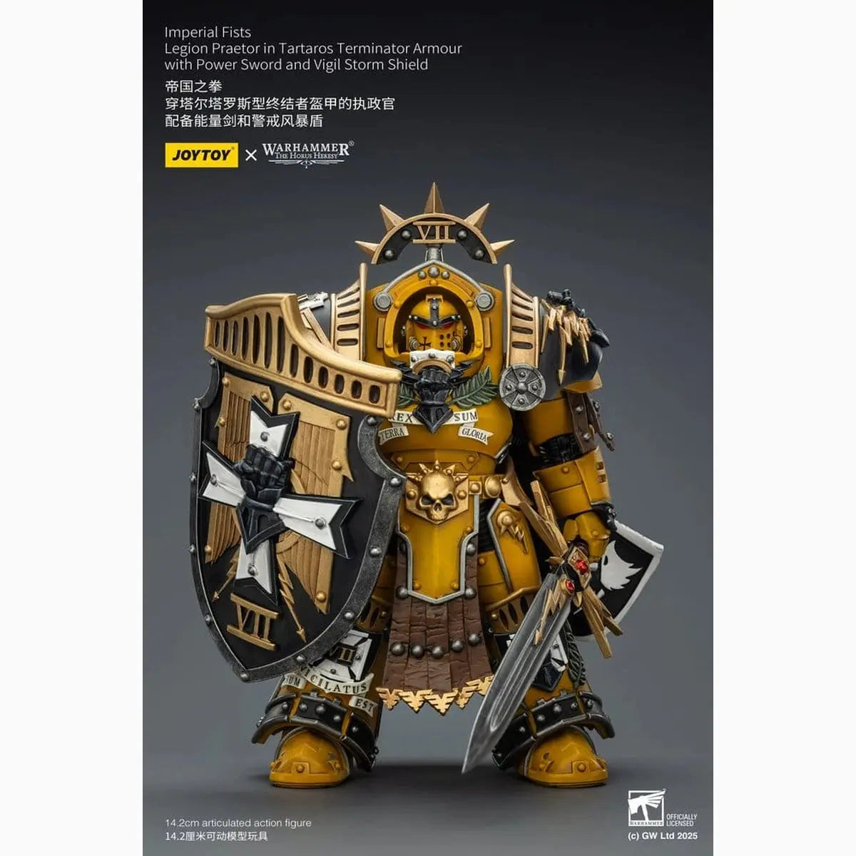 Warhammer Imperial Fists figurine Legion Praetor in Tartaros Terminator Armourwith Power Sword and Vigil Storm Shield 14 cm - Image 4