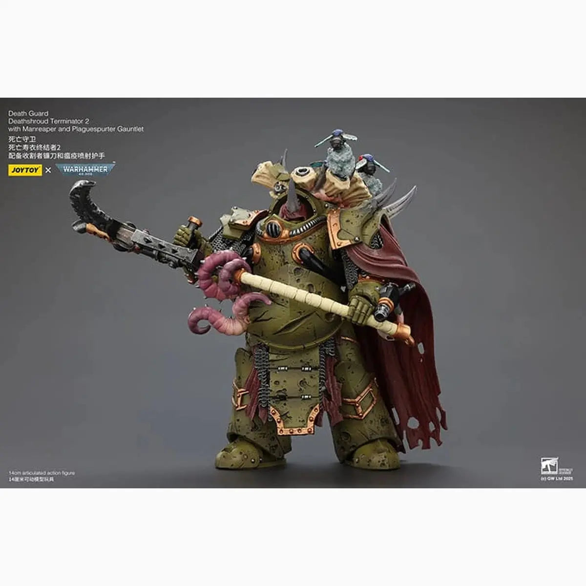 Warhammer 40k figurine 1/18 Death Guard Deathshroud Terminator 2 with Manreaper and Plaguespurter Gauntlet 14 cm - Image 5