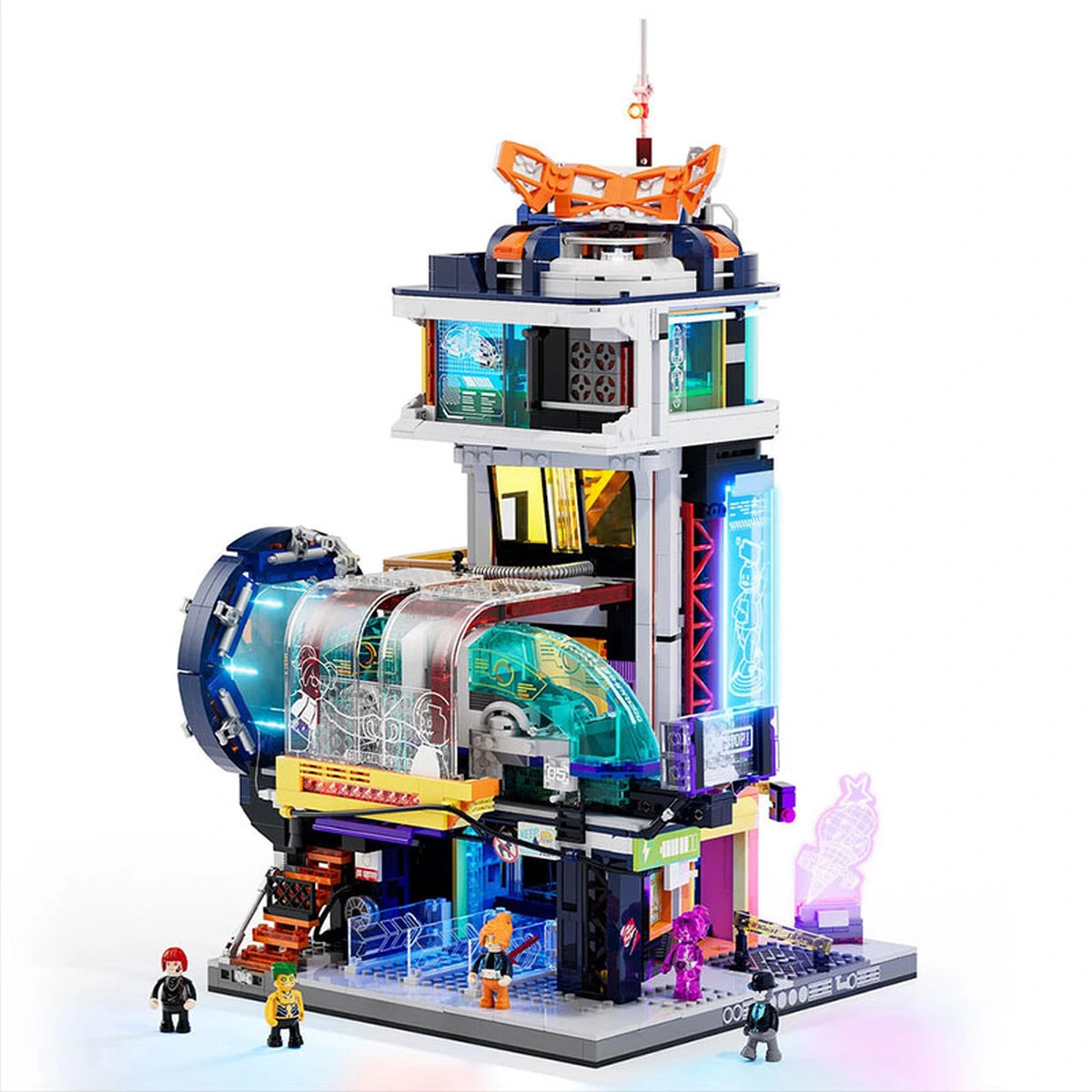 Lumibricks Cyberpunk Neoncity 17006 Floating Train Station - Image 4