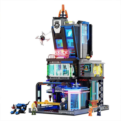 Lumibricks Cyberpunk Neoncity 17009 Cyberpunk Police HQ - Image 4