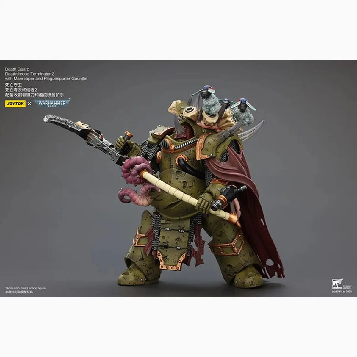 Warhammer 40k figurine 1/18 Death Guard Deathshroud Terminator 2 with Manreaper and Plaguespurter Gauntlet 14 cm - Image 6