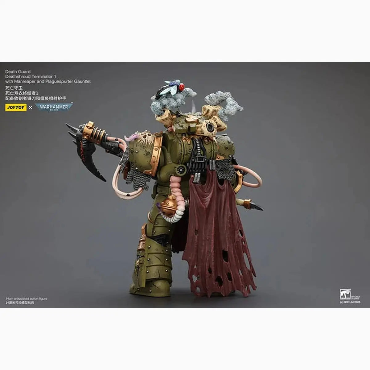 Warhammer 40k figurine 1/18 Death Guard Deathshroud Terminator 1 with Manreaper and Plaguespurter Gauntlet 14 cm - Image 7