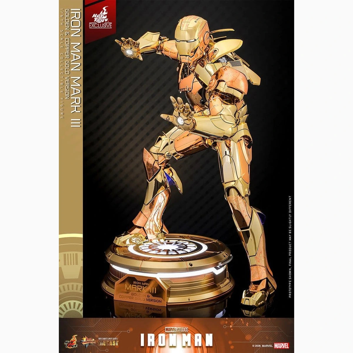 Iron Man figurine Movie Masterpiece Diecast 1/6 Iron Man Mark III (Golden & Copper Gold Version)  Hot Toys Exclusive 33 cm - Image 6
