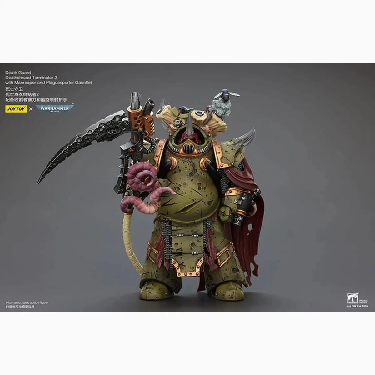 Warhammer 40k figurine 1/18 Death Guard Deathshroud Terminator 2 with Manreaper and Plaguespurter Gauntlet 14 cm - Image 3