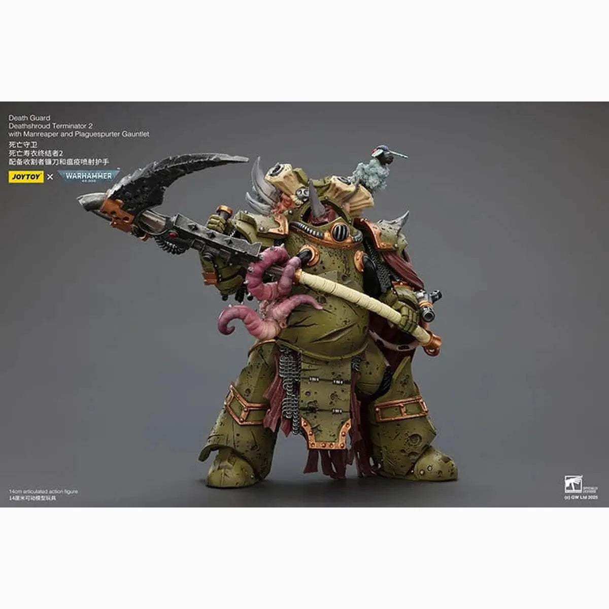 Warhammer 40k figurine 1/18 Death Guard Deathshroud Terminator 2 with Manreaper and Plaguespurter Gauntlet 14 cm - Image 7