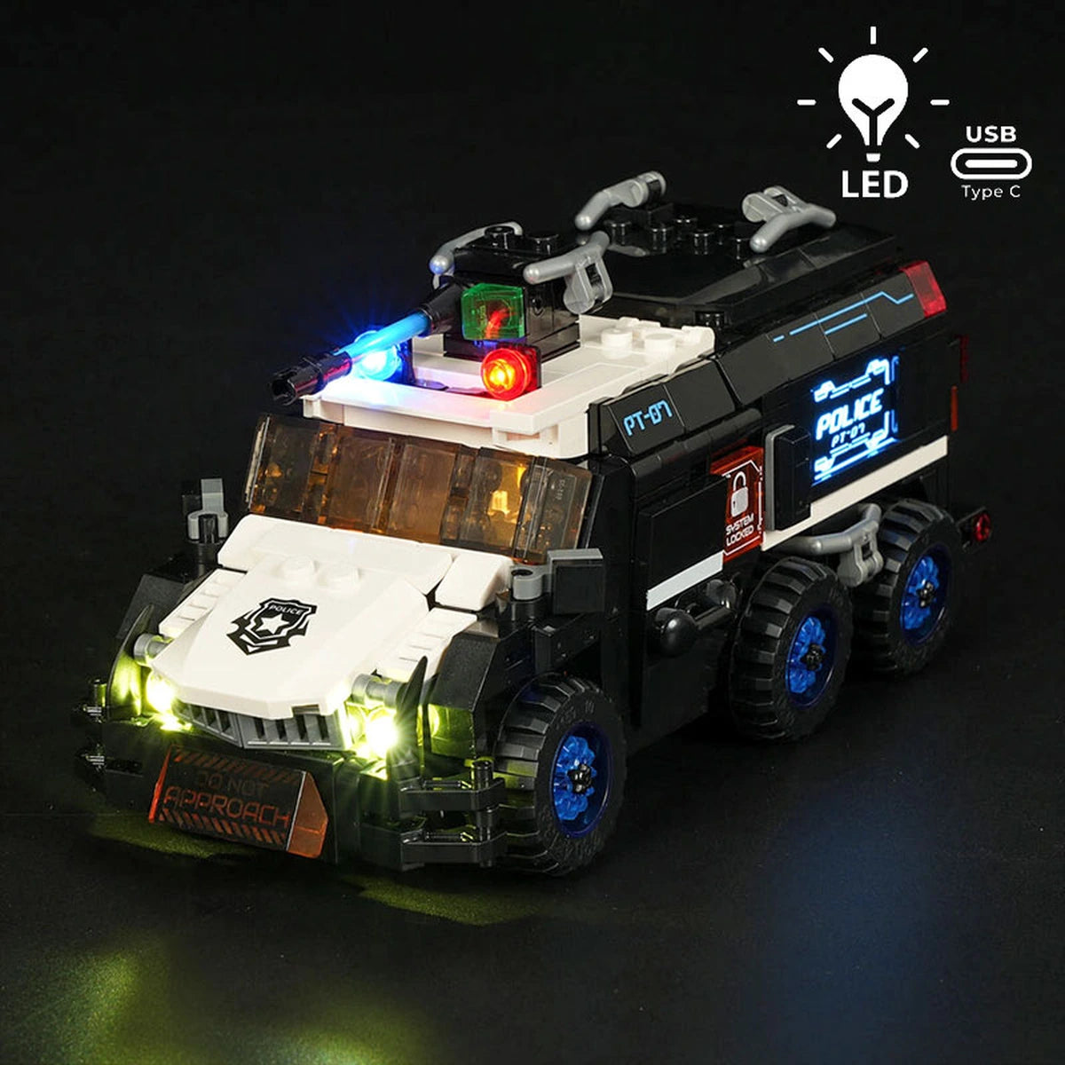 Lumibricks Cyberpunk Neoncity 17008 Police Urban Convoy - Image 1