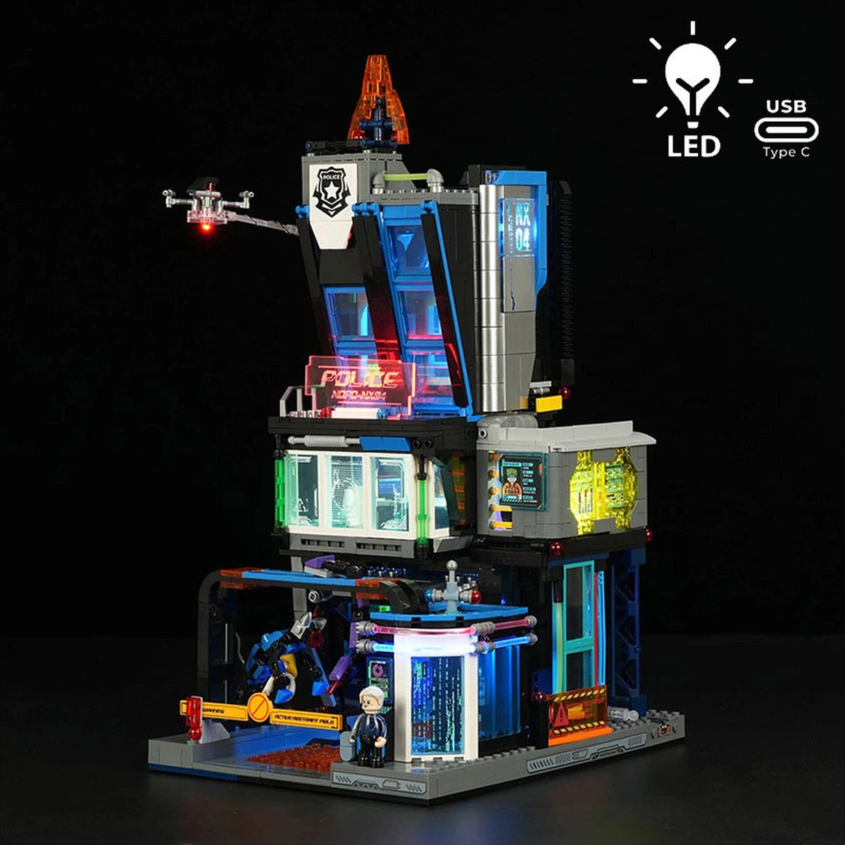 Lumibricks Cyberpunk Neoncity 17009 Cyberpunk Police HQ - Image 1