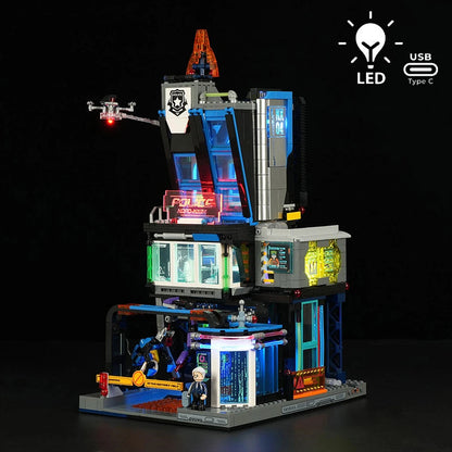 Lumibricks Cyberpunk Neoncity 17009 Cyberpunk Police HQ - Image 1