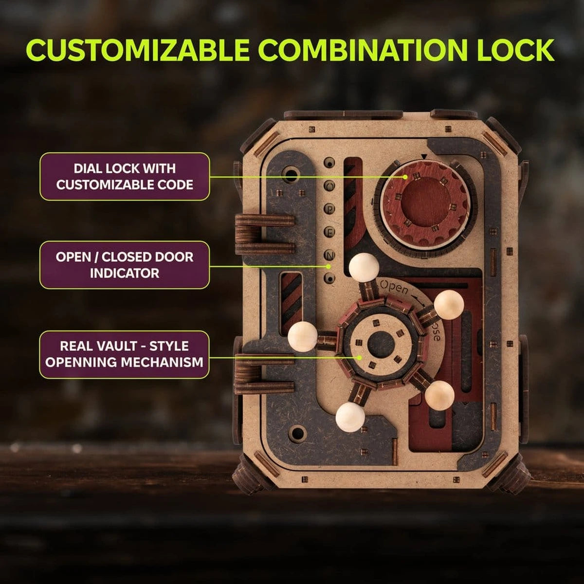 Ugears maquette en bois 3D Safe Too 17 cm - Image 3