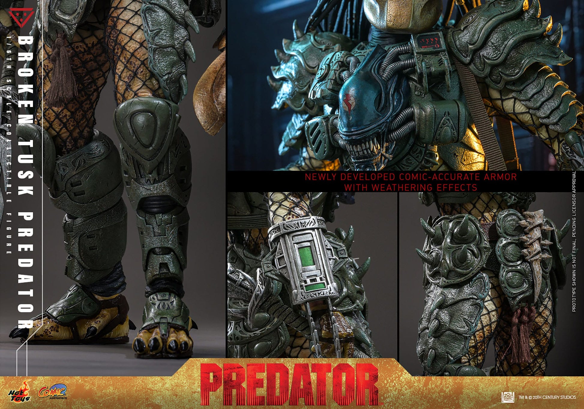 Alien vs. Predator figurine Comic Masterpiece 1/6 Broken Tusk Predator 35 cm Hot Toys