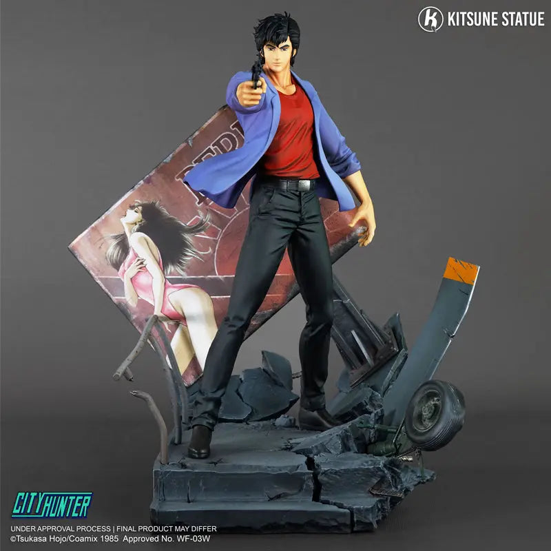 Nicky Larson City Hunter Statue 1/6 Ryo Saeba 36cm kitsune Statue