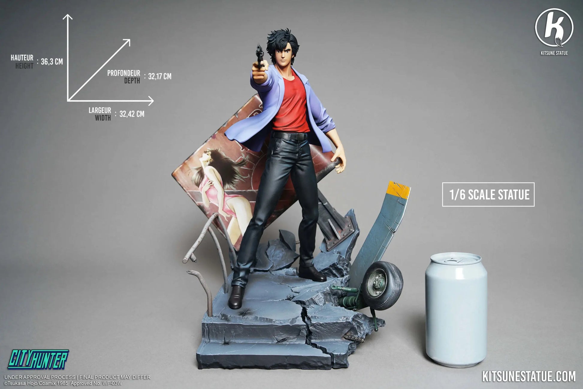 Nicky Larson City Hunter Statue 1/6 Ryo Saeba 36cm kitsune Statue