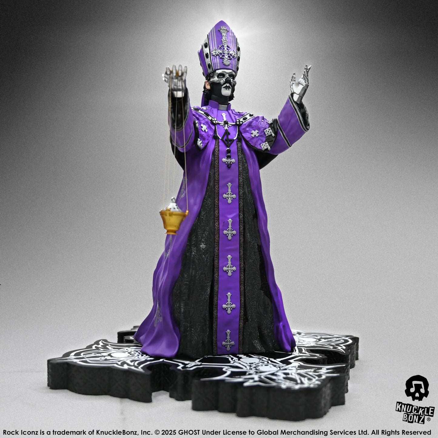 Ghost Papa V Perpetua statuette Rock Iconz Purple Robes 22cm Knucklebonz