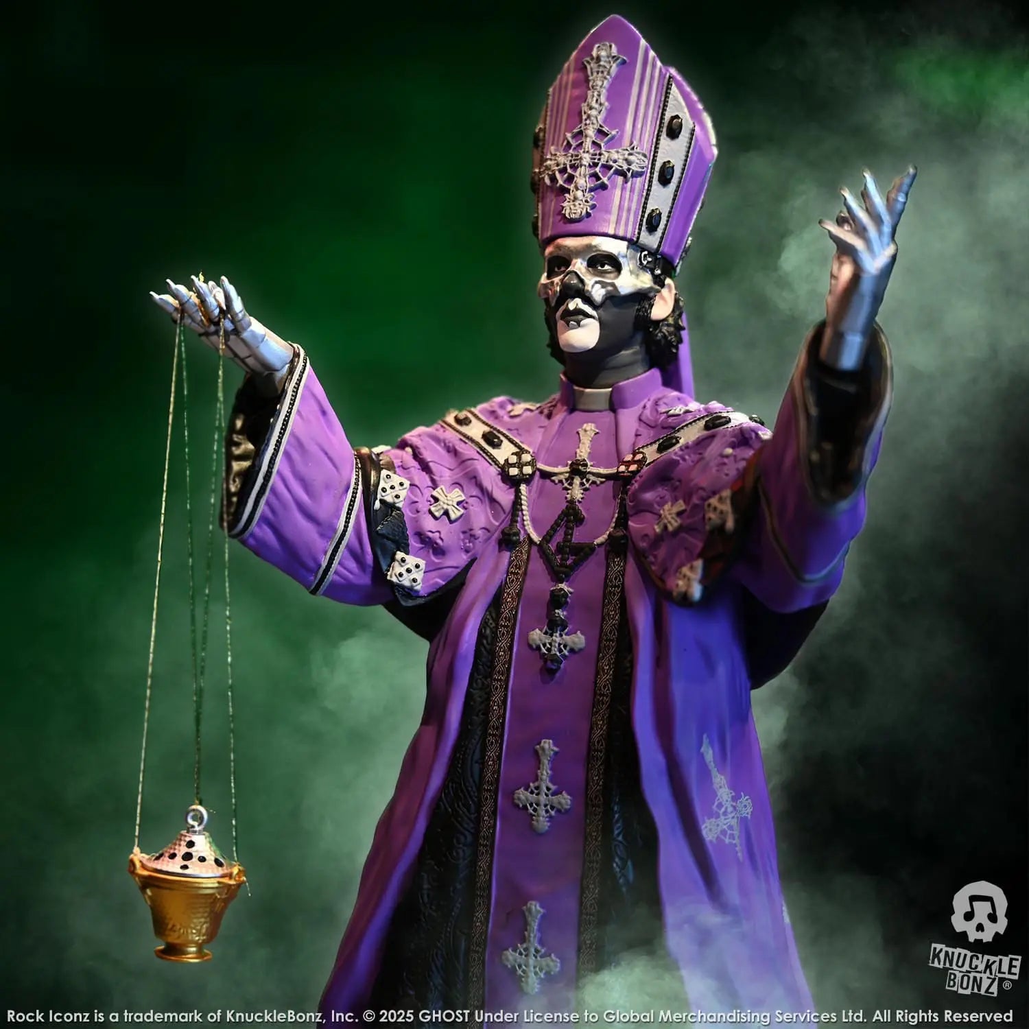 Ghost Papa V Perpetua statuette Rock Iconz Purple Robes 22cm Knucklebonz