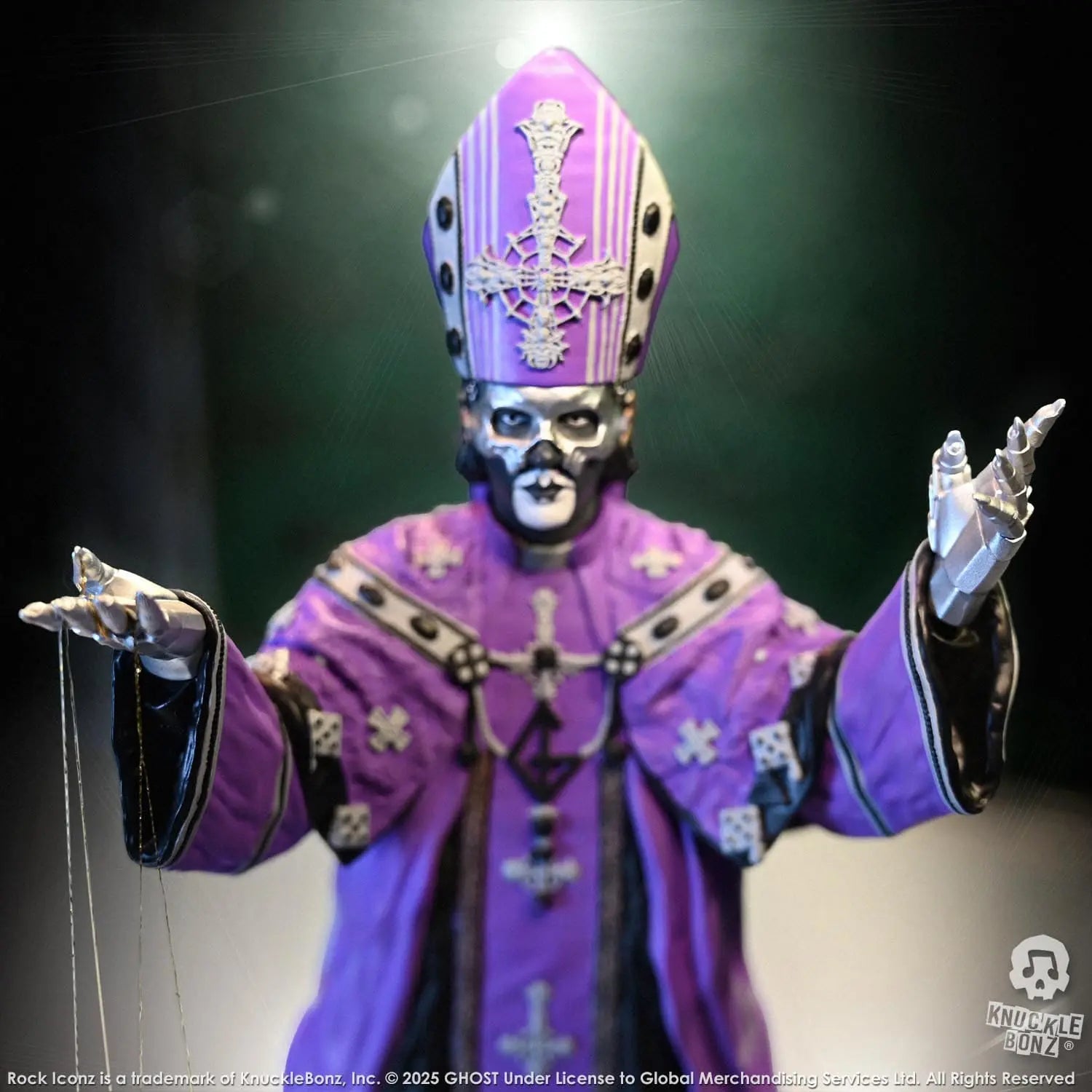 Ghost Papa V Perpetua statuette Rock Iconz Purple Robes 22cm Knucklebonz