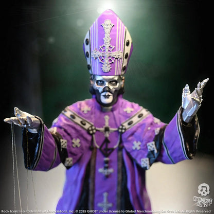 Ghost Papa V Perpetua statuette Rock Iconz Purple Robes 22cm Knucklebonz