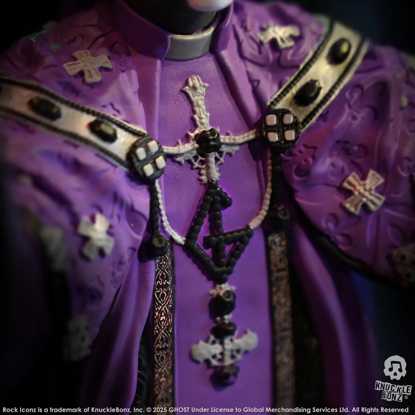 Ghost Papa V Perpetua statuette Rock Iconz Purple Robes 22cm Knucklebonz