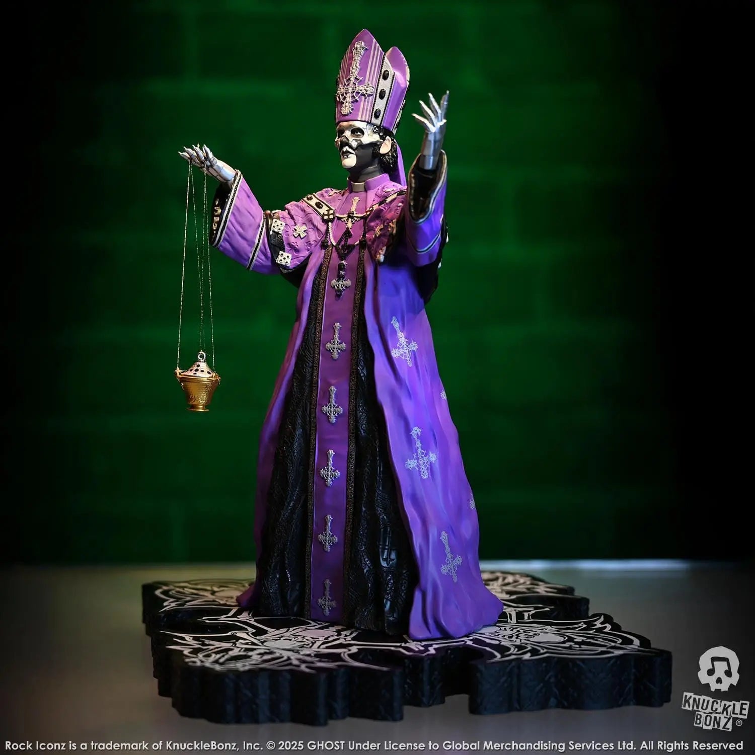 Ghost Papa V Perpetua statuette Rock Iconz Purple Robes 22cm Knucklebonz