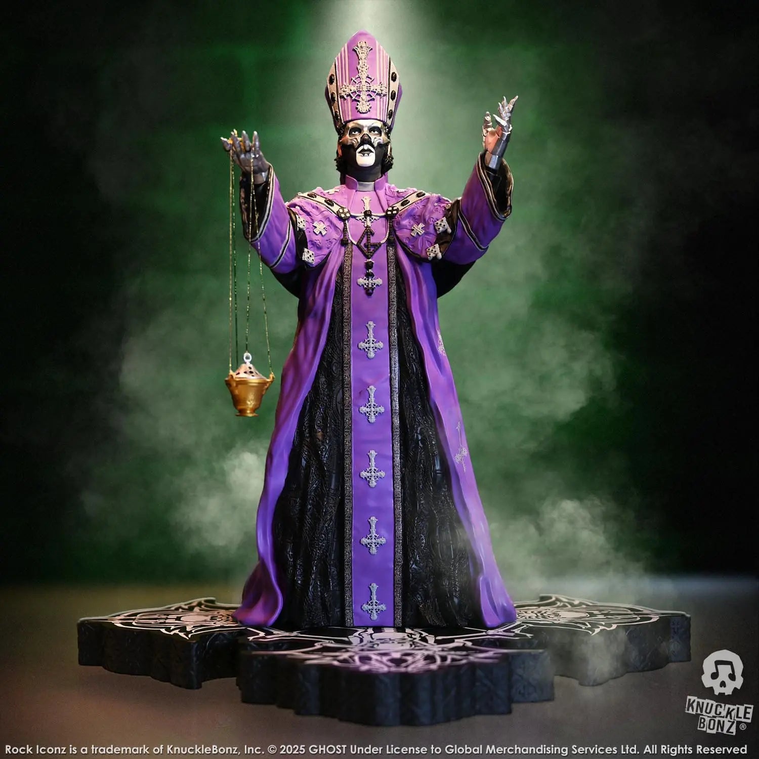 Ghost Papa V Perpetua statuette Rock Iconz Purple Robes 22cm Knucklebonz