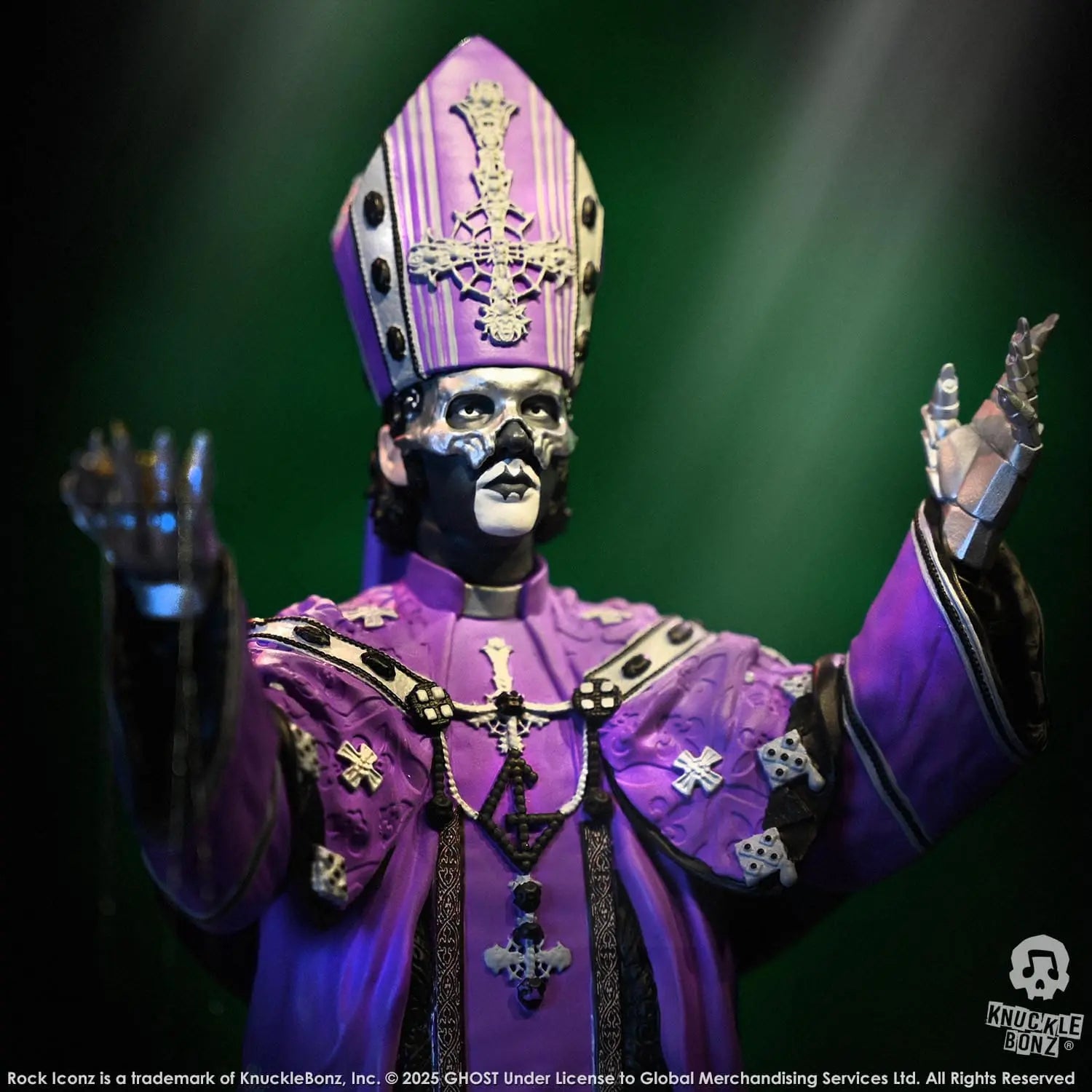 Ghost Papa V Perpetua statuette Rock Iconz Purple Robes 22cm Knucklebonz