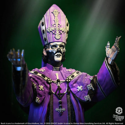 Ghost Papa V Perpetua statuette Rock Iconz Purple Robes 22cm Knucklebonz