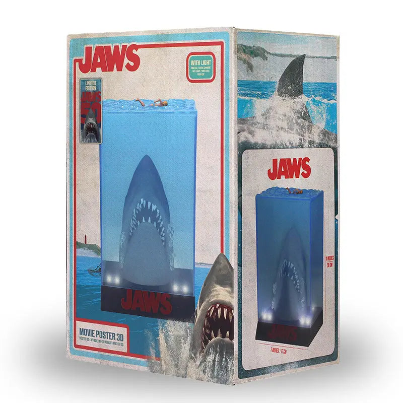 Jaws Statue 3D Movie Poster Jaws 50Th Anniv Light Up RUE DU RETRO
