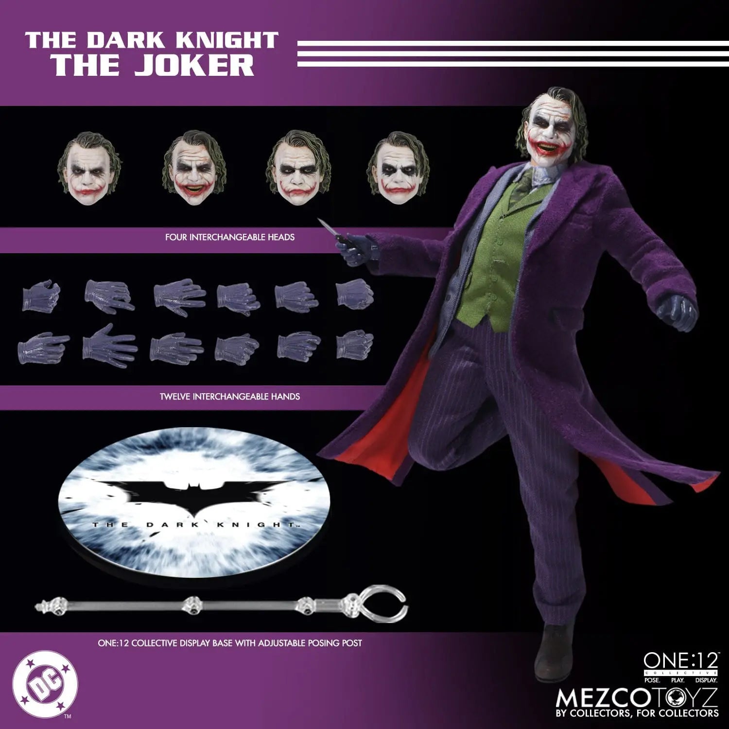 Joker Batman The Dark Knight : Le Chevalier noir figurine 1/12 17cm Mezco Toys