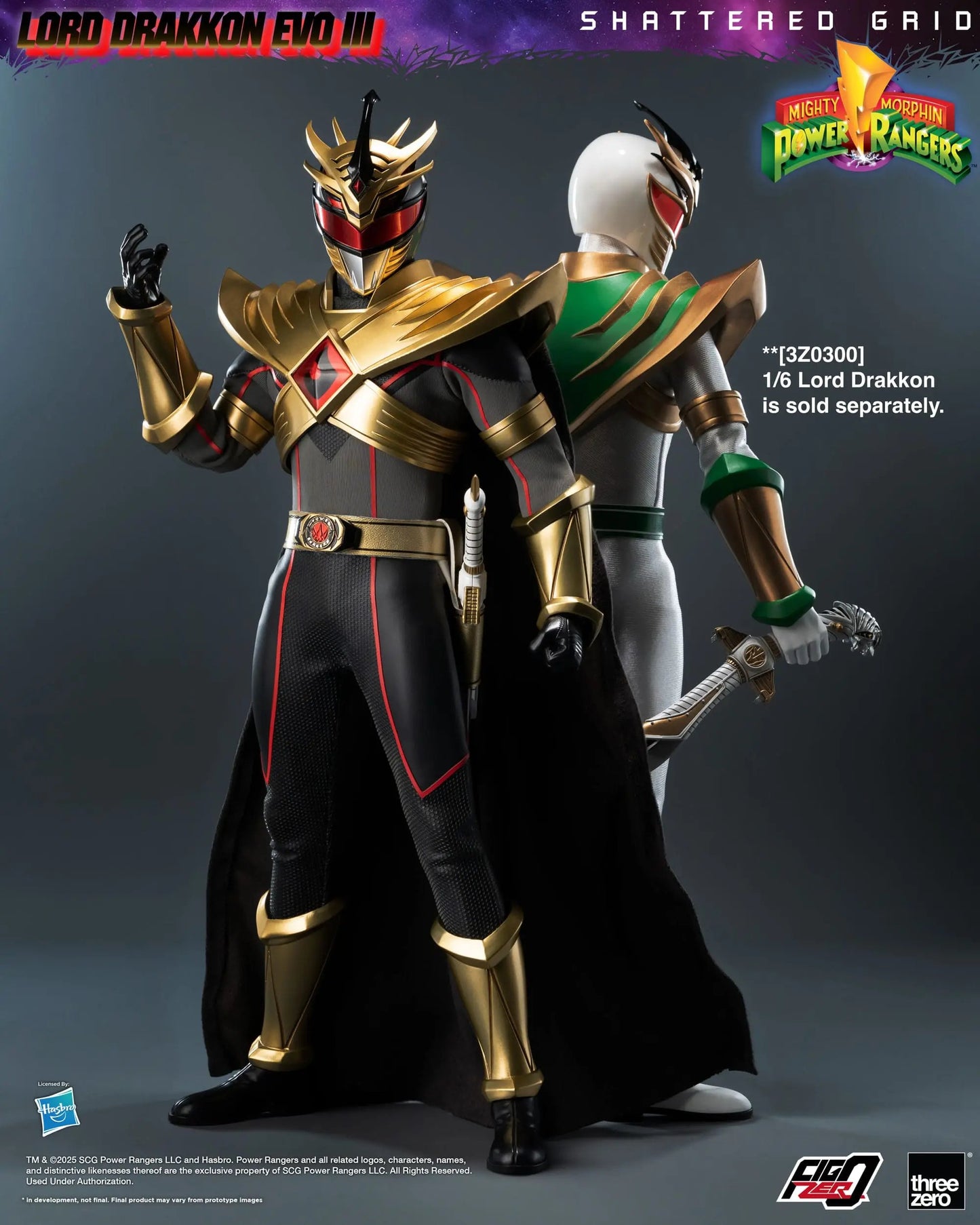 Power Rangers Lord Drakkon Evo III  Mighty Morphin Shattered Grid figurine FigZero 1/6 30cm ThreeZero