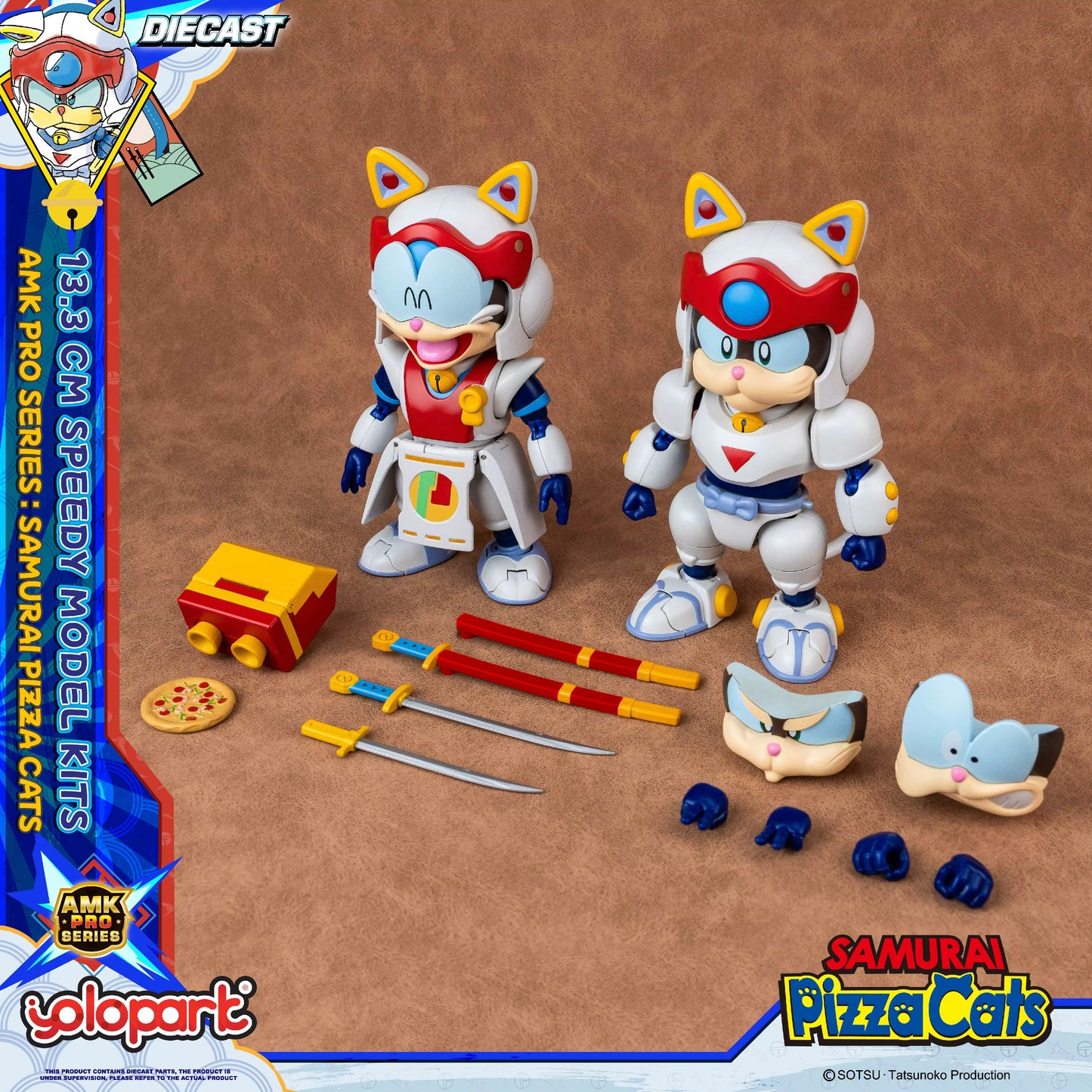 Samurai Pizza Cats Speedy AMK PRO Series Diecast Model Kit 13,3cm Yolopark