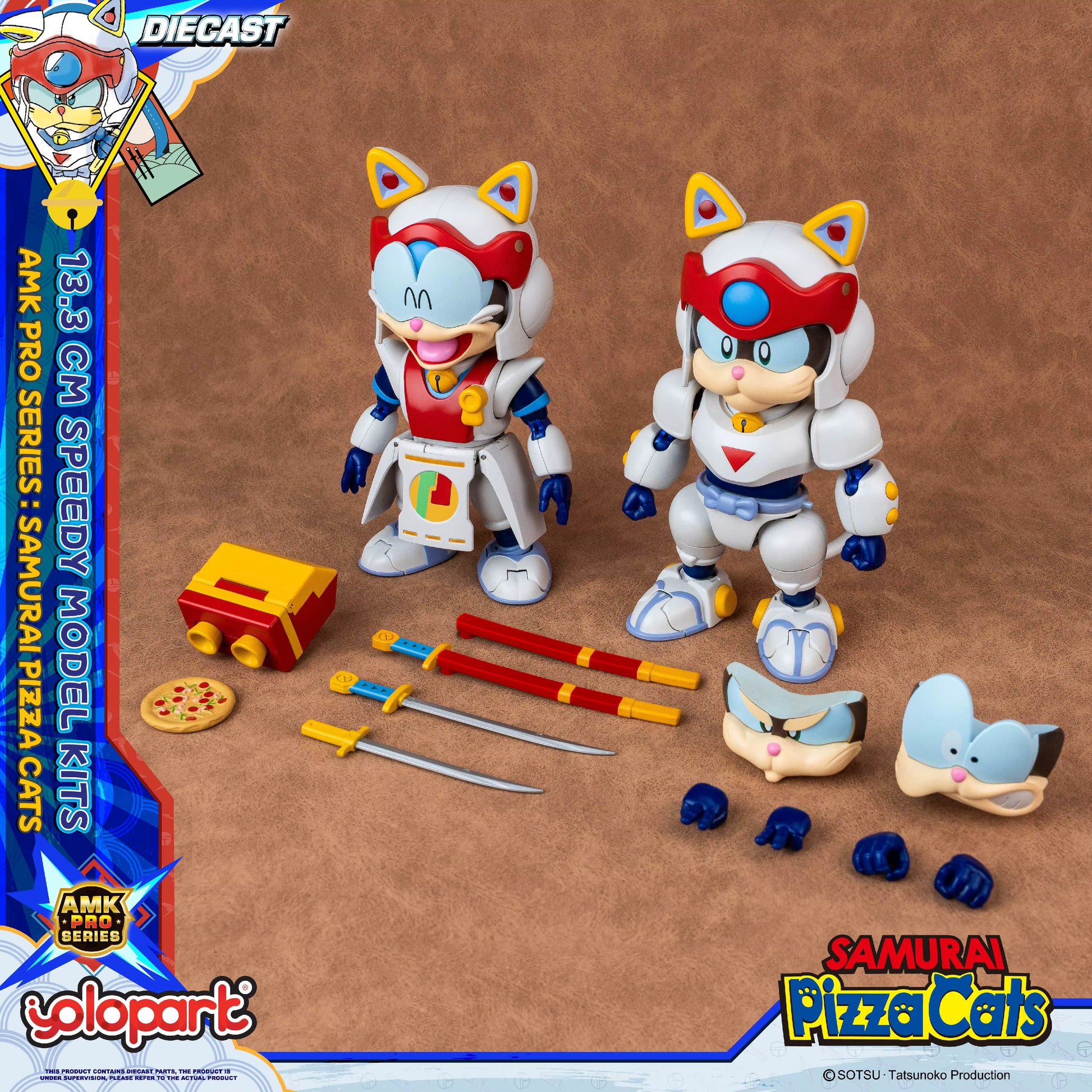 Samurai Pizza Cats Speedy AMK PRO Series Diecast Model Kit 13,3cm Yolopark