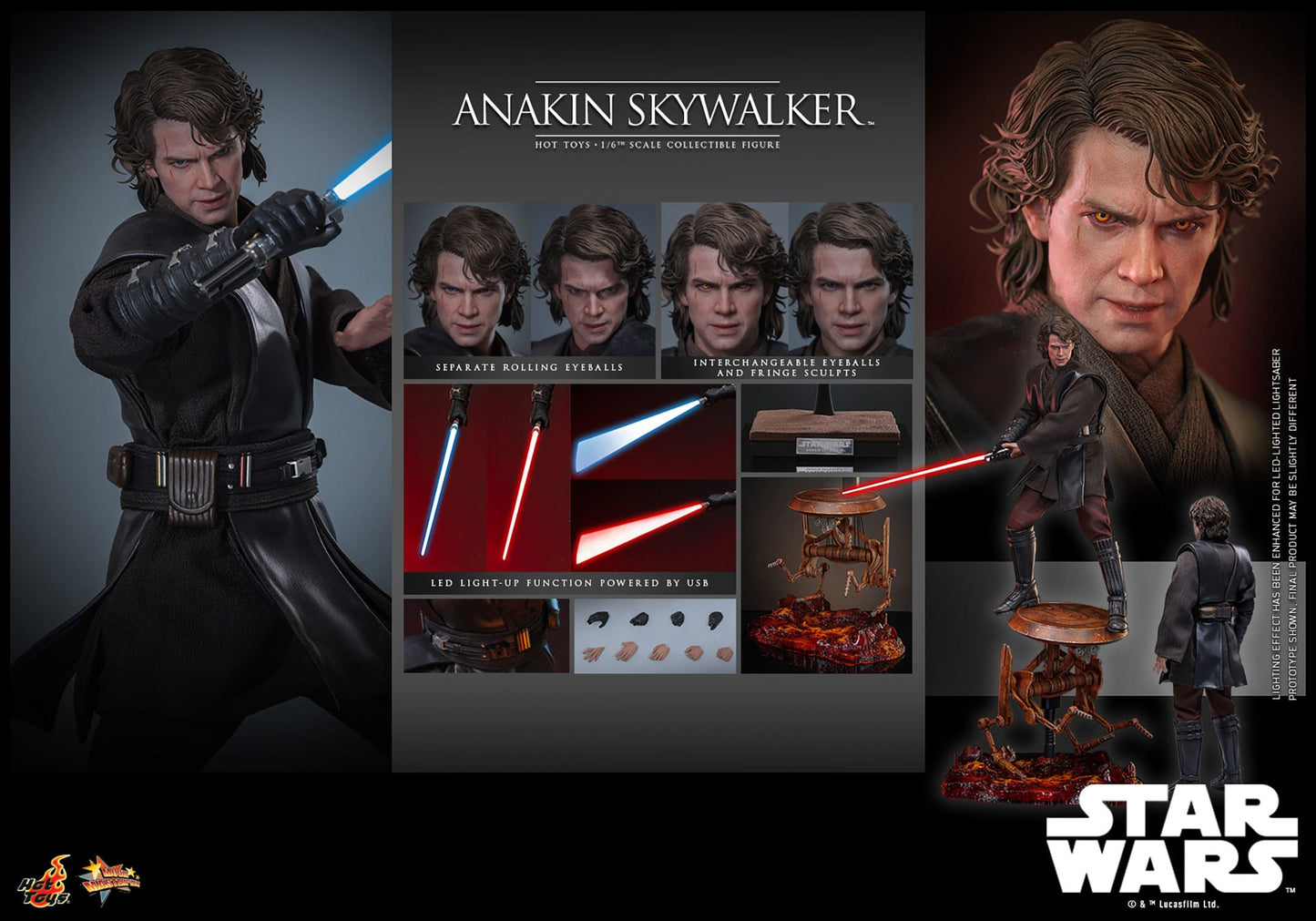 Star Wars, épisode III : La Revanche des Sith Anakin Skywalker figurine Movie Masterpiece 1/6  31 cm Hot Toys