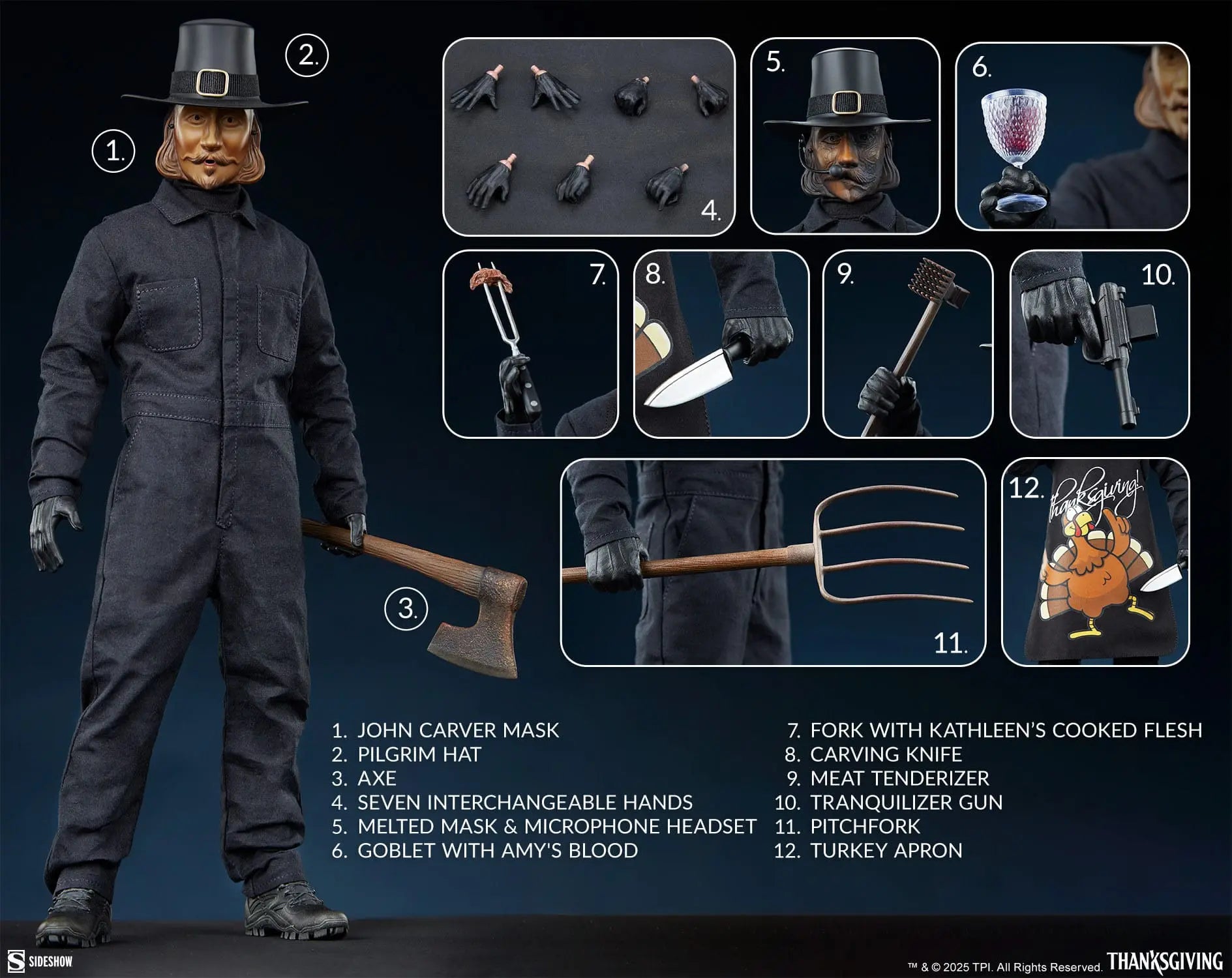 Thanksgiving : La semaine de l'horreur figurine 1/6 John Carver 30 cm - Rue Du Retro