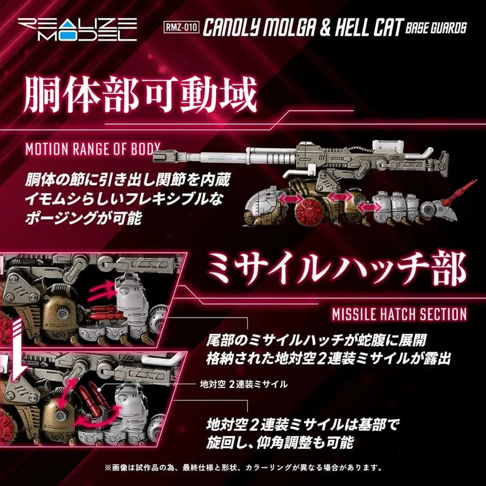 Zoids pack 2 figurines 1/100 Plastic Model Kit RMZ-010 Canoly Molga & Hell Cat Base Guards Sets 20 cm - Rue Du Retro