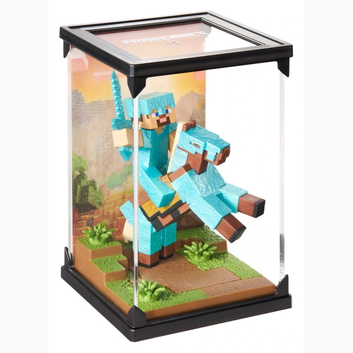 Minecraft Figurine Diorama Diamond Armor Steve et Cheval 18 cm - Image 1