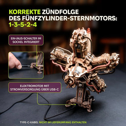 Ugears 3D maquette en bois R-5 Moteur d'avion 25 cm - Image 7