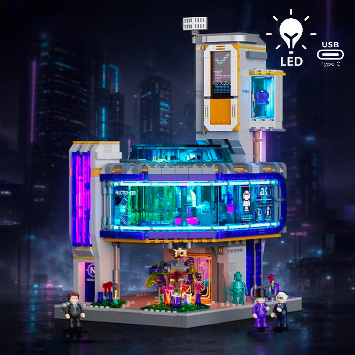 Lumibricks Cyberpunk Exchange, set 17012. © Lumibricks · Image via Rue du Retro.