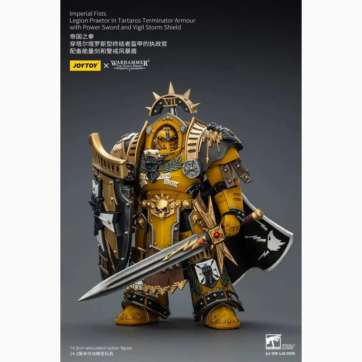 Warhammer Imperial Fists figurine Legion Praetor in Tartaros Terminator Armourwith Power Sword and Vigil Storm Shield 14 cm - Image 5