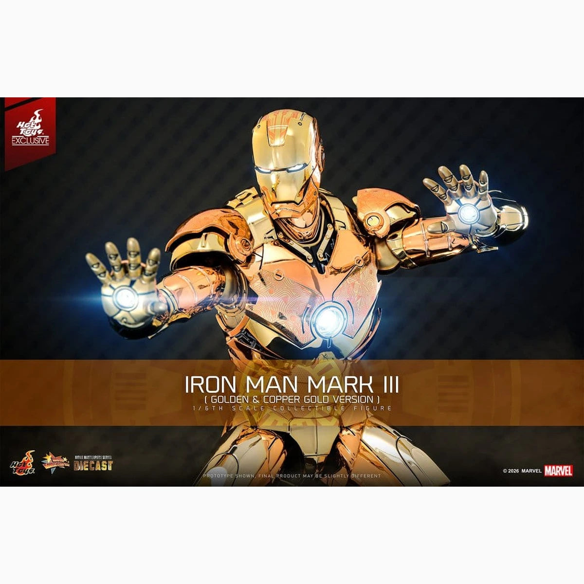 Iron Man figurine Movie Masterpiece Diecast 1/6 Iron Man Mark III (Golden & Copper Gold Version)  Hot Toys Exclusive 33 cm - Image 3