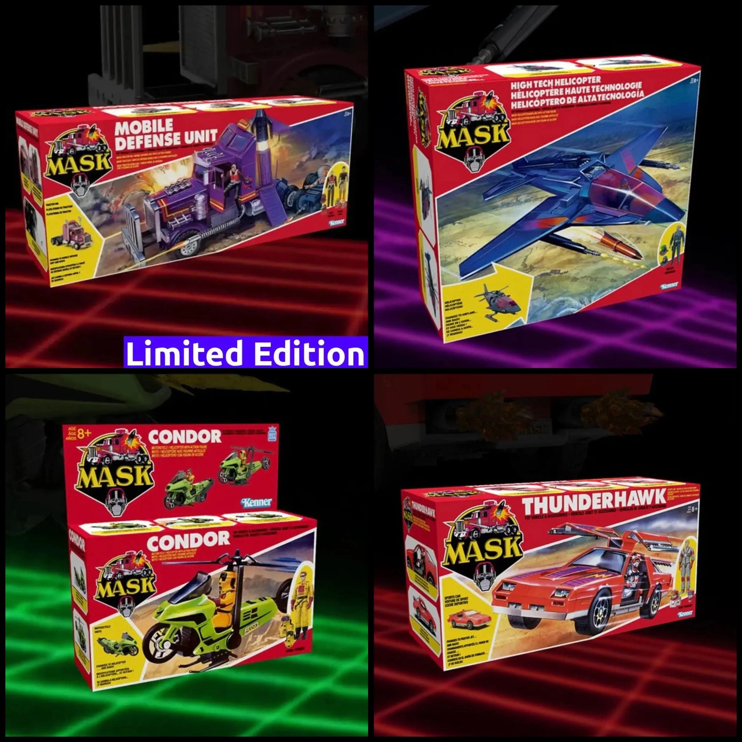 MASK Pack 4 Véhicules : Thunderhawk Condor High Tech Heclicoptere Mobile Defense Unit Limited Edition The Loyal Subjects