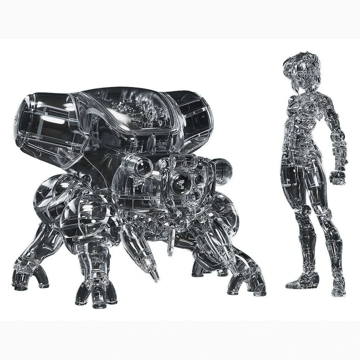 Ghost in the Shell Plastic Model Kit PLAMAX minimum factory Motoko Kusanagi avec Fuchikoma: Thermoptic Camouflage Ver. 8 cm - Image 1