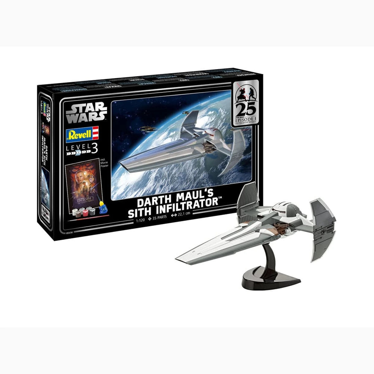 Star Wars Episode I kit complet maquette 1/120 Darth Maul's Sith Infiltrator 22 cm - Image 3