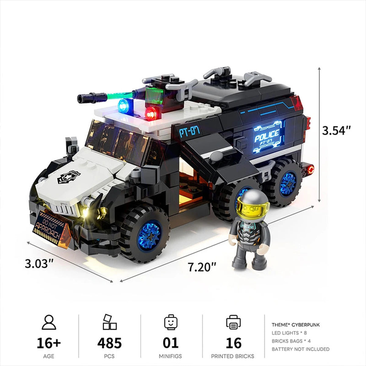 Lumibricks Cyberpunk Neoncity 17008 Police Urban Convoy - Image 4